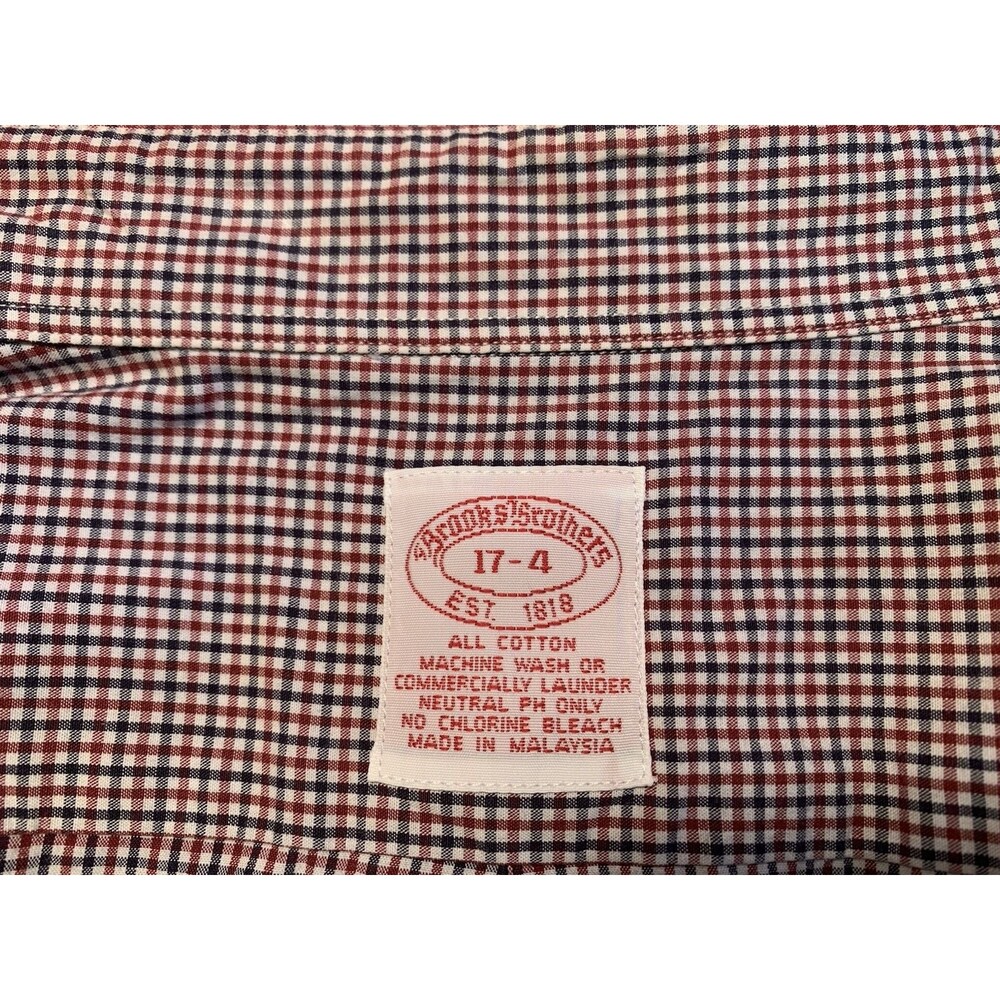 Brooks Brothers  Button Down Single Pocket Dress Shirt Red/Black Checks 17-4